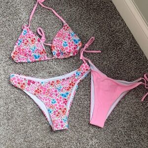 Floral and Pink Bikini Set - Size M - NWT